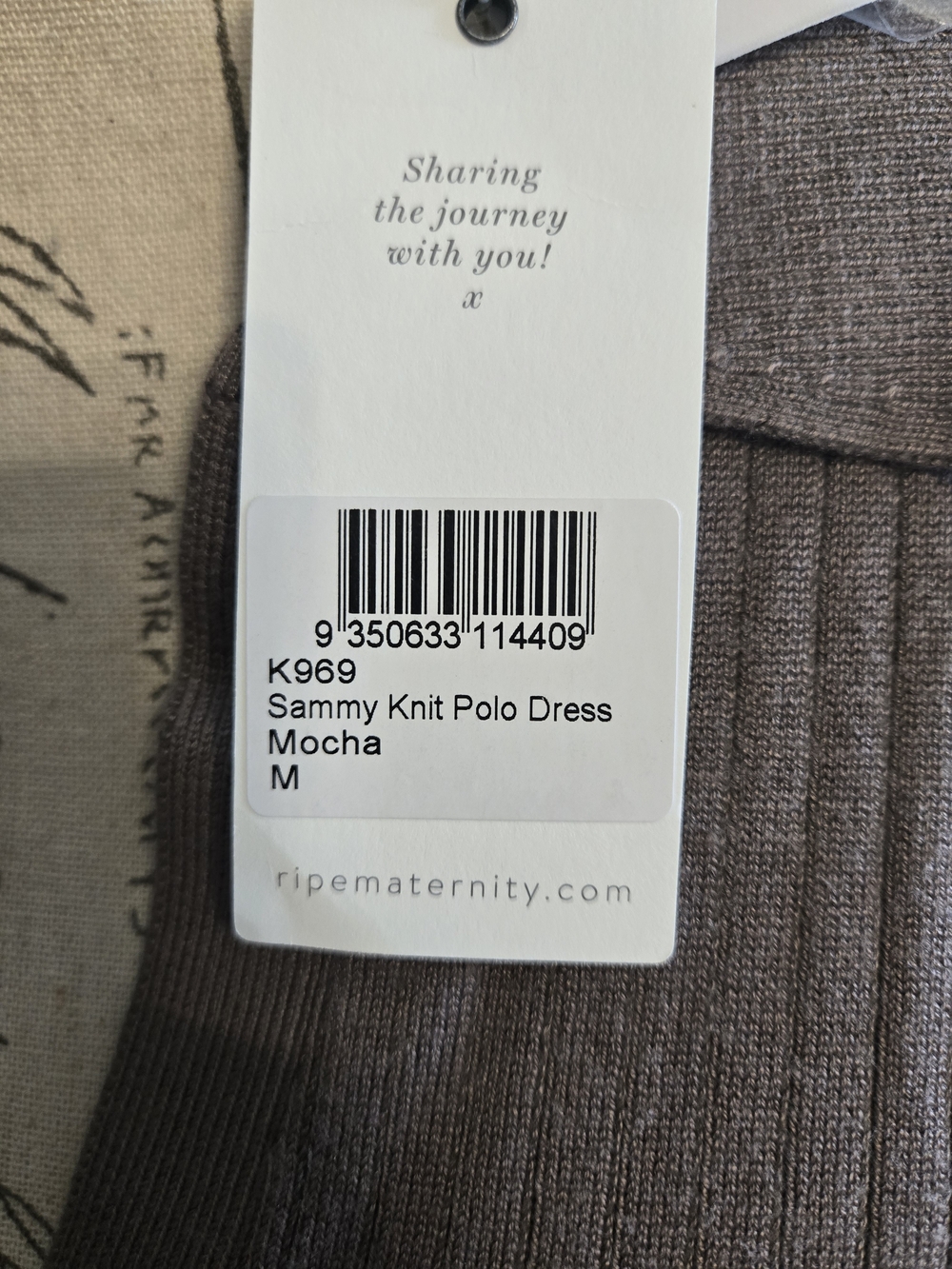 Ribbed Long-Sleeve Henley Maxi Dress in Taupe - Picture 7 of 8